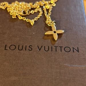 Authentic Louis Vuitton Charm on 20” gold plated stainless steel chain